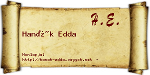 Hanák Edda névjegykártya